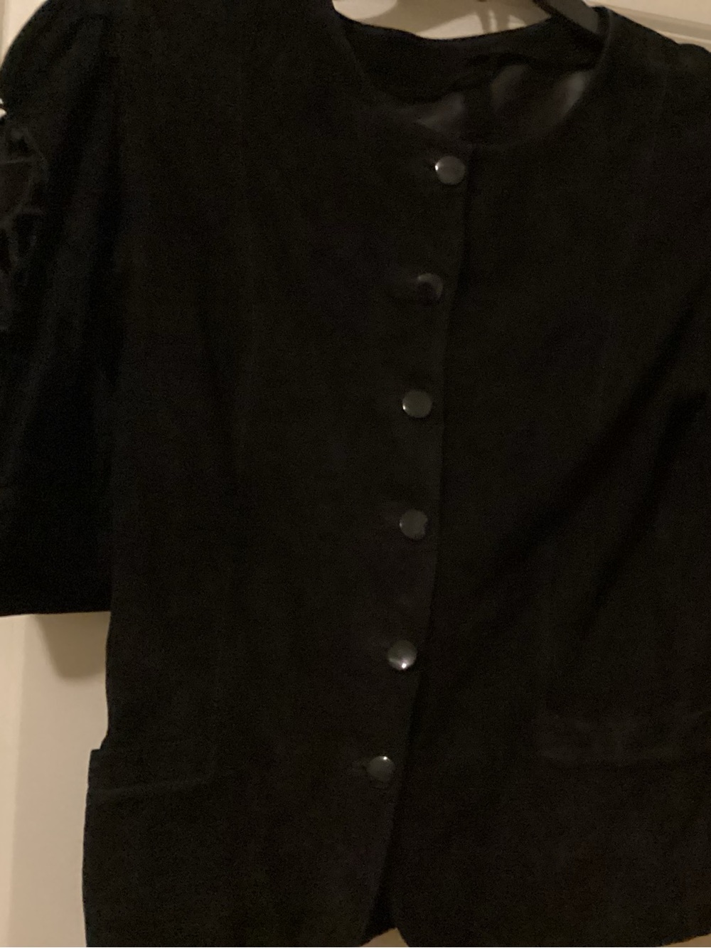 Black Button-Front Short Sleeve Jacket